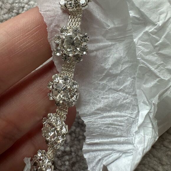 NWT RETROFETE Evalina Dress Whitesatin bridal mini with rhinestone straps. Sz M - Picture 6 of 16